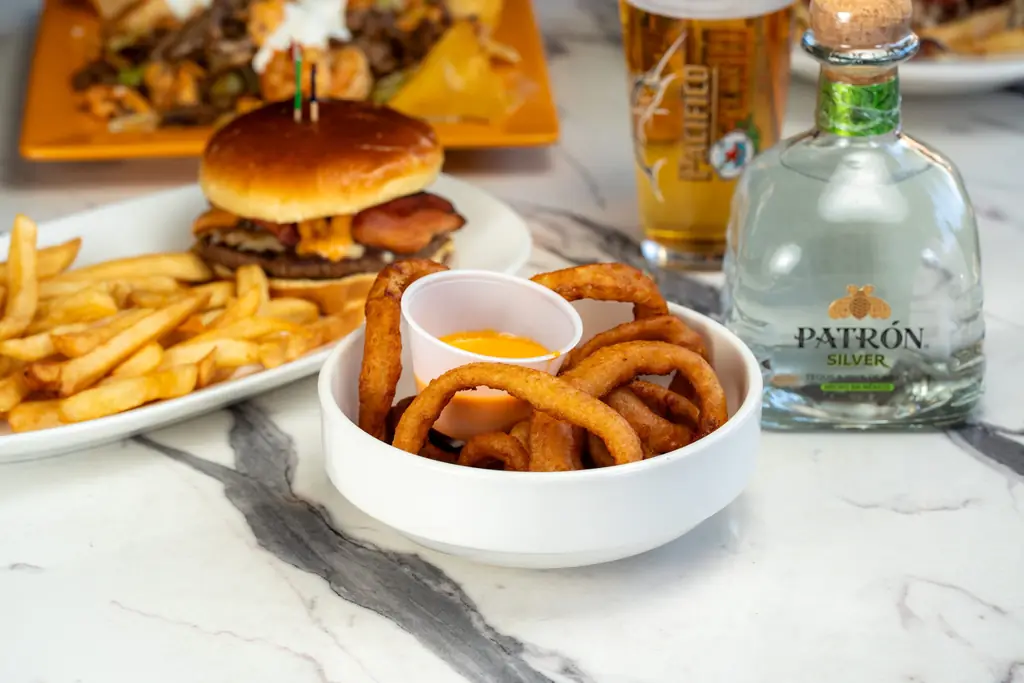 Onion rings with dipping sauce
